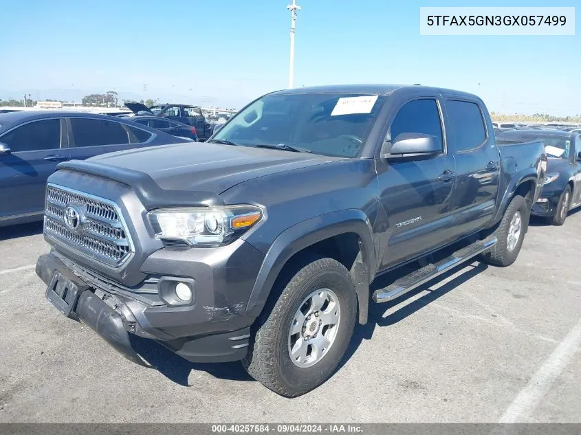 2016 Toyota Tacoma Sr5 VIN: 5TFAX5GN3GX057499 Lot: 40257584