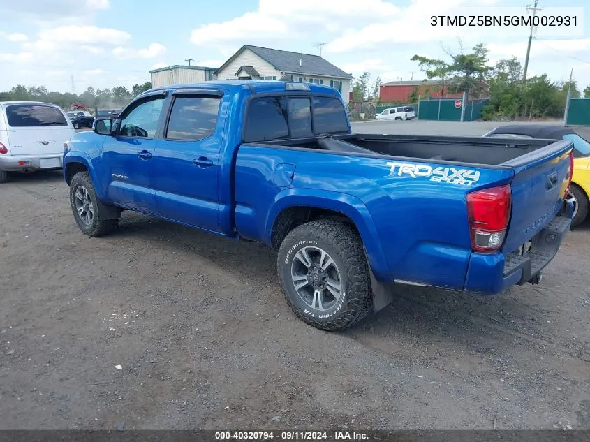 2016 Toyota Tacoma Trd Sport VIN: 3TMDZ5BN5GM002931 Lot: 40320794