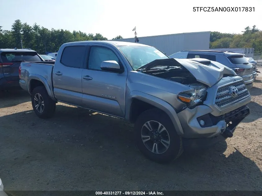 2016 Toyota Tacoma Trd Sport VIN: 5TFCZ5AN0GX017831 Lot: 40331277