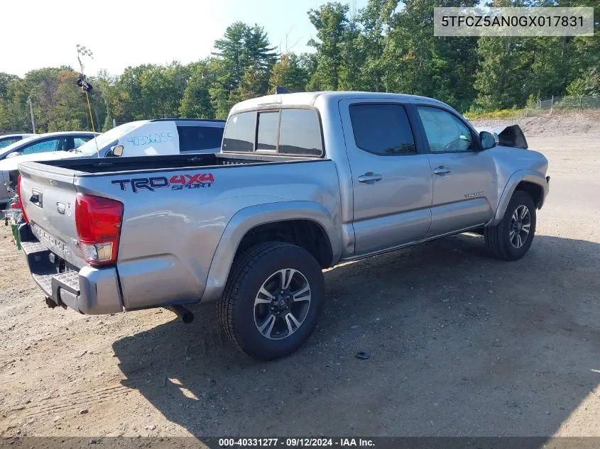 2016 Toyota Tacoma Trd Sport VIN: 5TFCZ5AN0GX017831 Lot: 40331277