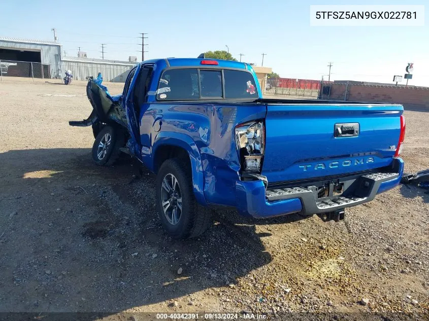 2016 Toyota Tacoma Trd Sport VIN: 5TFSZ5AN9GX022781 Lot: 40342391