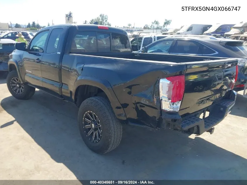 2016 Toyota Tacoma Sr5 VIN: 5TFRX5GN4GX066747 Lot: 40345651