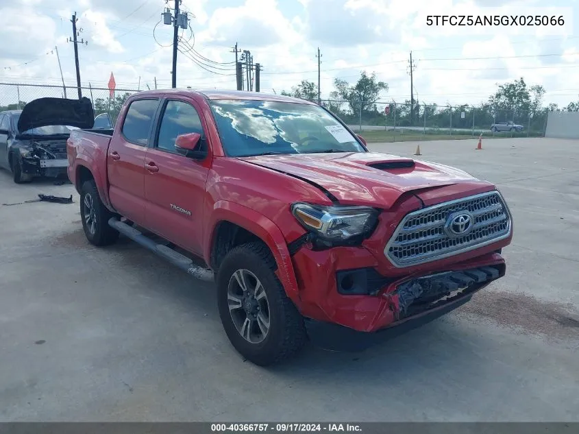 2016 Toyota Tacoma Trd Sport VIN: 5TFCZ5AN5GX025066 Lot: 40366757