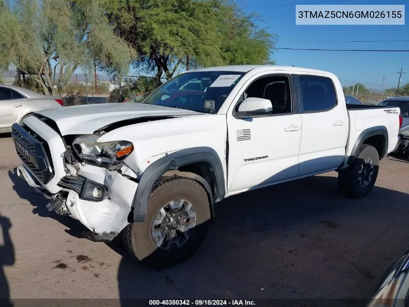 2016 Toyota Tacoma Dbl Cab/Sr5/Trd Sport/Or VIN: 3TMAZ5CN6GM026155 Lot: 40380342