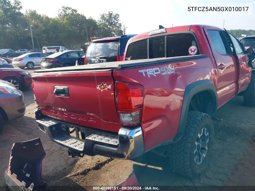 5TFCZ5AN5GX010017 2016 Toyota Tacoma Trd Off Road