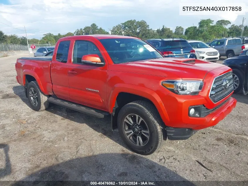 2016 Toyota Tacoma Trd Sport VIN: 5TFSZ5AN4GX017858 Lot: 40476062