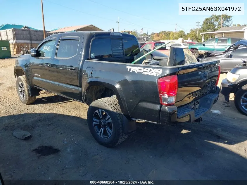 2016 Toyota Tacoma Trd Sport VIN: 5TFCZ5AN6GX041972 Lot: 40668264