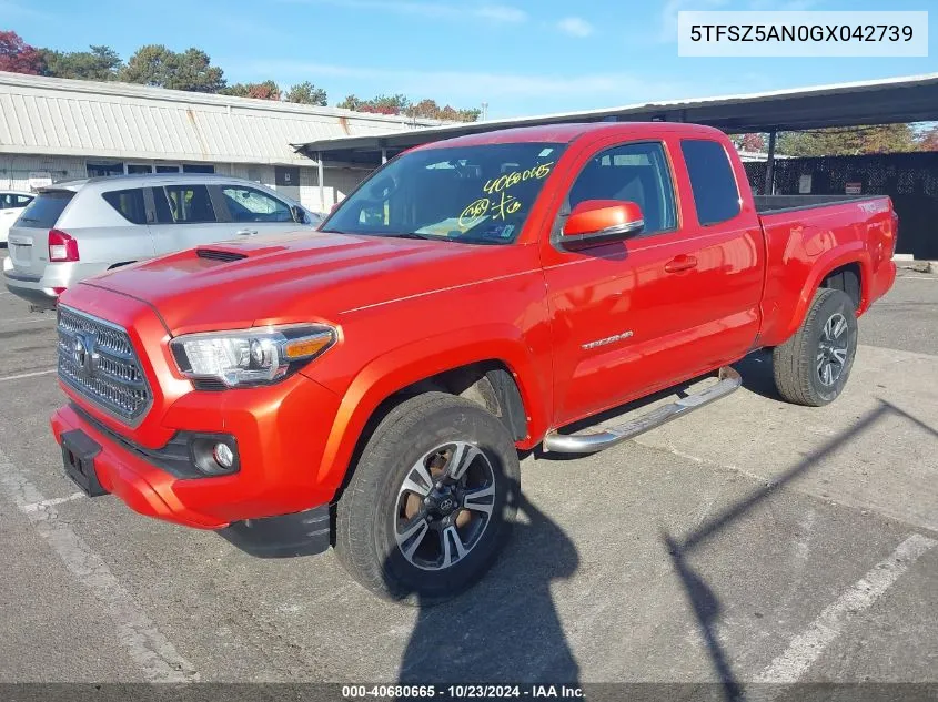 2016 Toyota Tacoma VIN: 5TFSZ5AN0GX042739 Lot: 40680665