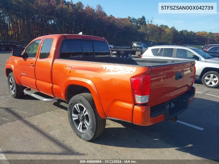 2016 Toyota Tacoma VIN: 5TFSZ5AN0GX042739 Lot: 40680665