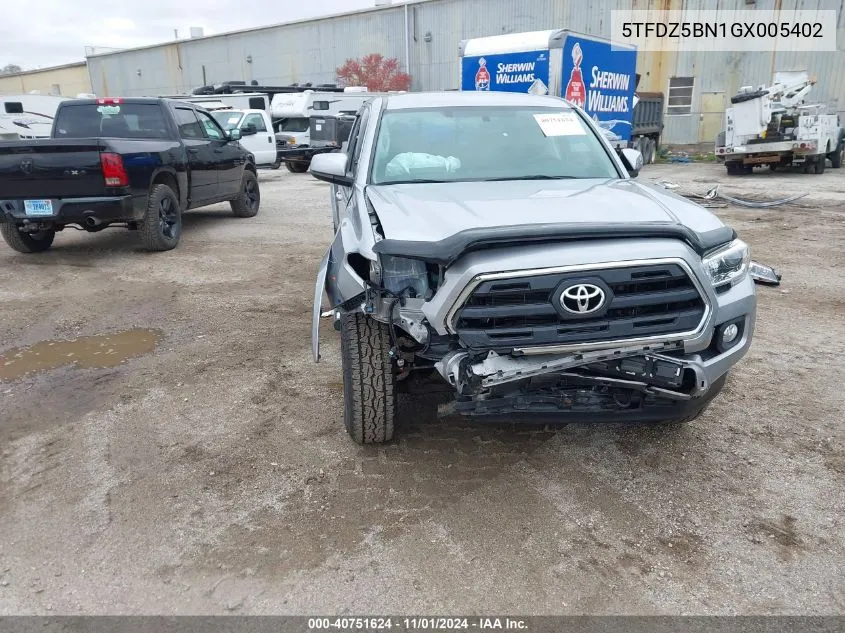 2016 Toyota Tacoma Sr5 V6 VIN: 5TFDZ5BN1GX005402 Lot: 40751624