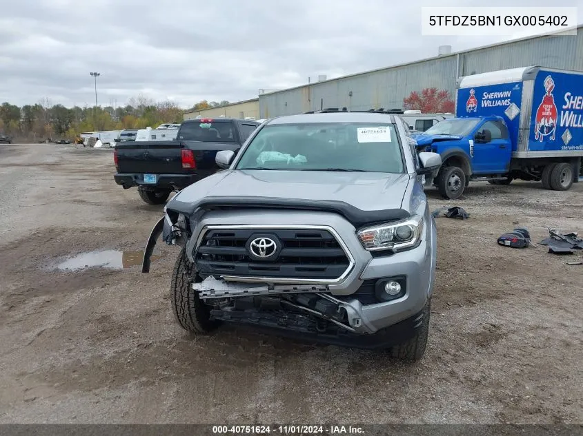 2016 Toyota Tacoma Sr5 V6 VIN: 5TFDZ5BN1GX005402 Lot: 40751624