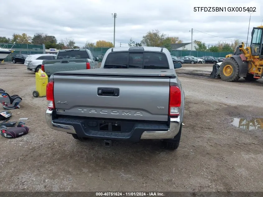 2016 Toyota Tacoma Sr5 V6 VIN: 5TFDZ5BN1GX005402 Lot: 40751624