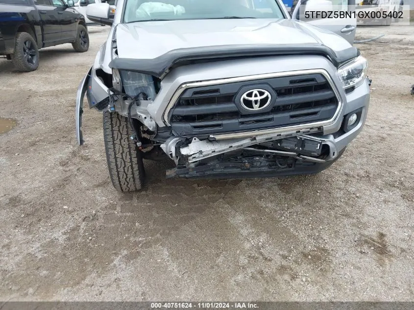 2016 Toyota Tacoma Sr5 V6 VIN: 5TFDZ5BN1GX005402 Lot: 40751624