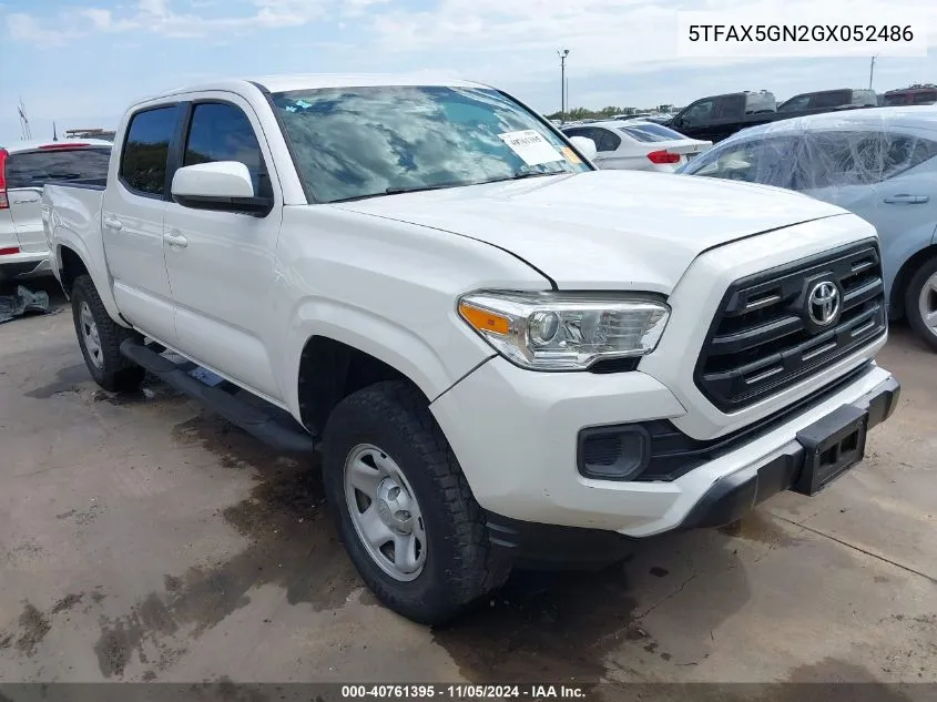 2016 Toyota Tacoma Sr VIN: 5TFAX5GN2GX052486 Lot: 40761395