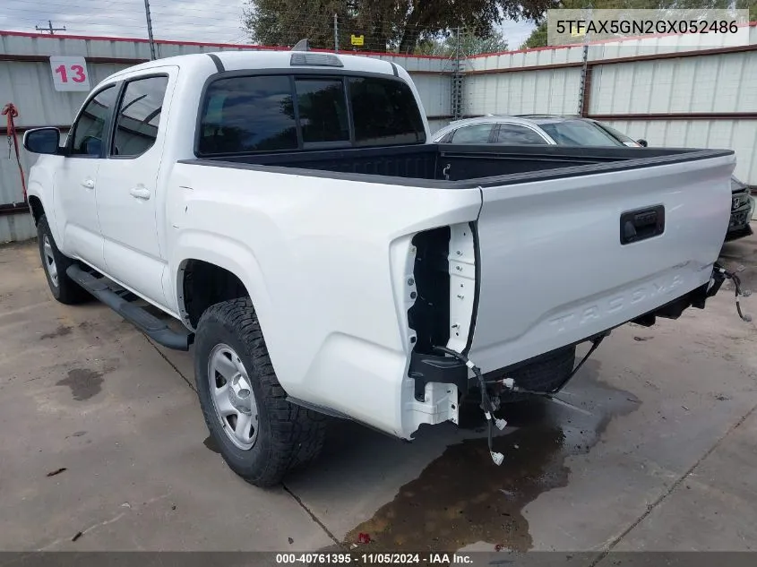 2016 Toyota Tacoma Sr VIN: 5TFAX5GN2GX052486 Lot: 40761395