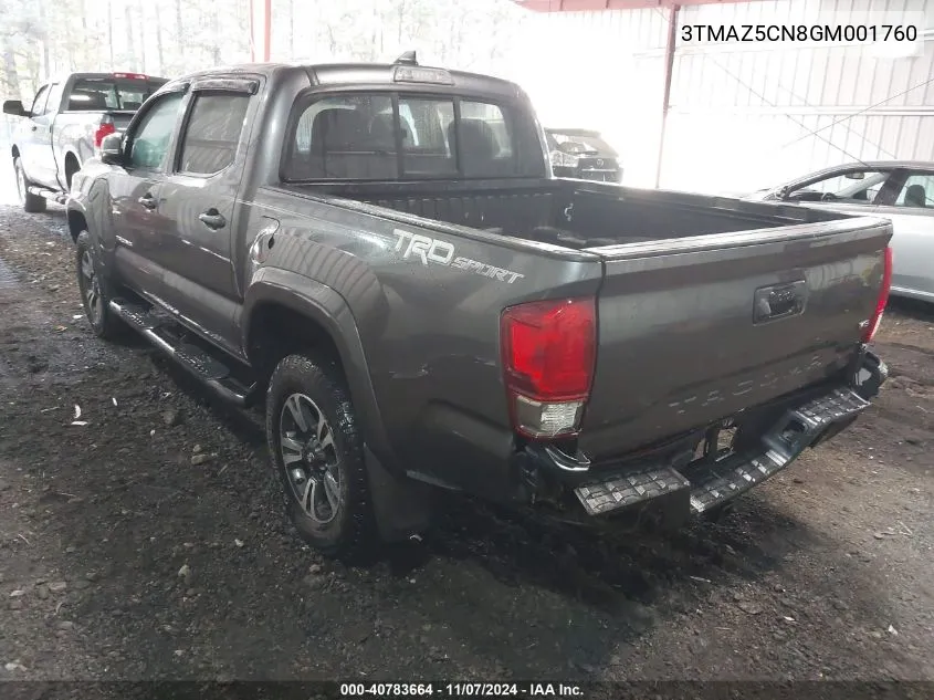 2016 Toyota Tacoma Trd Sport VIN: 3TMAZ5CN8GM001760 Lot: 40783664