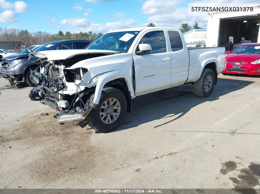 2016 Toyota Tacoma Sr5 V6 VIN: 5TFSZ5AN5GX031378 Lot: 40795062