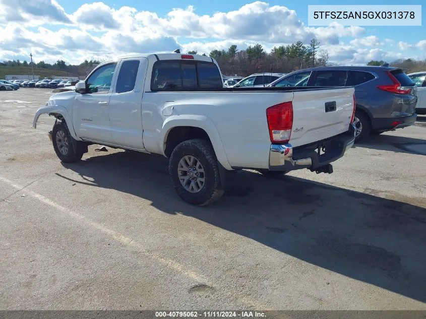 2016 Toyota Tacoma Sr5 V6 VIN: 5TFSZ5AN5GX031378 Lot: 40795062