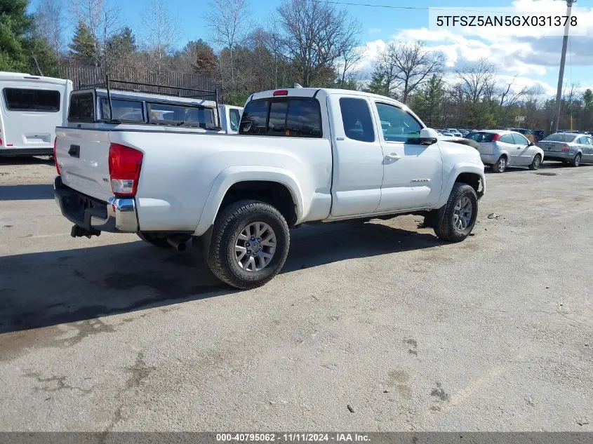 2016 Toyota Tacoma Sr5 V6 VIN: 5TFSZ5AN5GX031378 Lot: 40795062