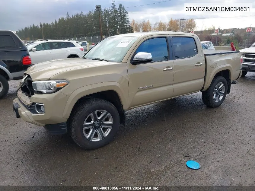 2016 Toyota Tacoma Limited VIN: 3TMGZ5AN1GM034631 Lot: 40813056