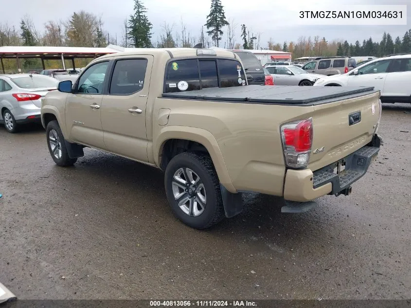 2016 Toyota Tacoma Limited VIN: 3TMGZ5AN1GM034631 Lot: 40813056