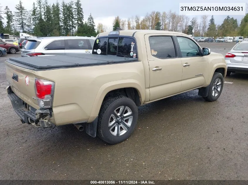 2016 Toyota Tacoma Limited VIN: 3TMGZ5AN1GM034631 Lot: 40813056