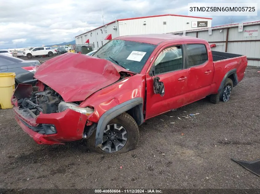 2016 Toyota Tacoma Trd Off Road VIN: 3TMDZ5BN6GM005725 Lot: 40850604