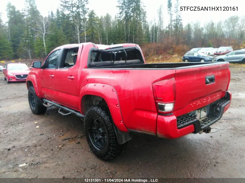 2017 Toyota Tacoma Dbl Cab/Sr/Trdspt/Or/Pro VIN: 5TFCZ5AN1HX120161 Lot: 12131301