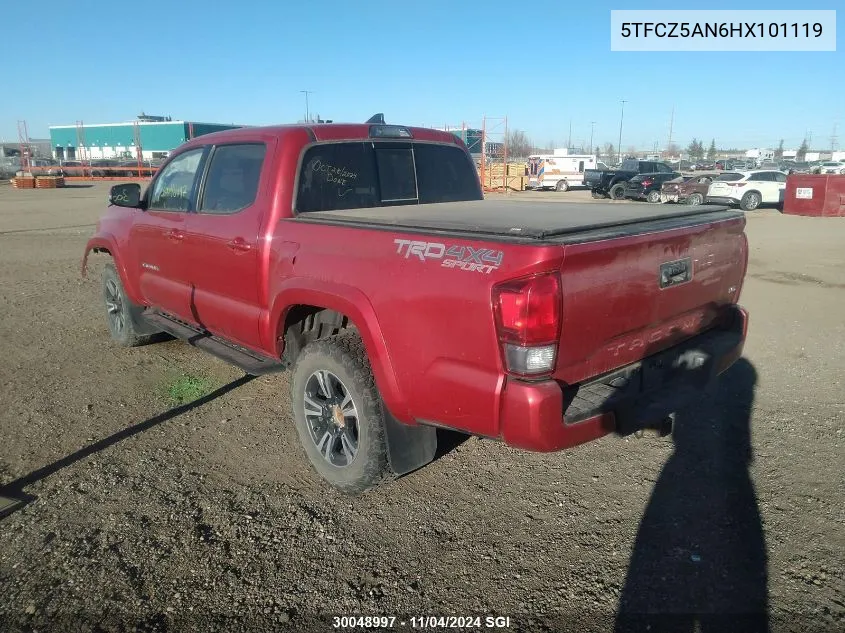 2017 Toyota Tacoma Dbl Cab/Sr/Trdspt/Or/Pro VIN: 5TFCZ5AN6HX101119 Lot: 30048997