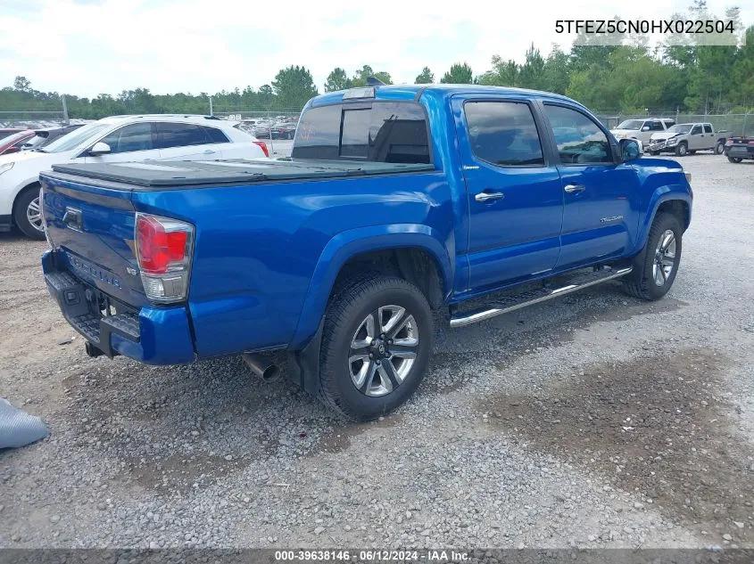 2017 Toyota Tacoma Limited VIN: 5TFEZ5CN0HX022504 Lot: 39638146