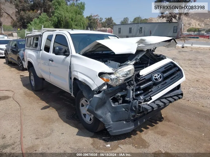 2017 Toyota Tacoma Sr VIN: 5TFRX5GN0HX083398 Lot: 39678035