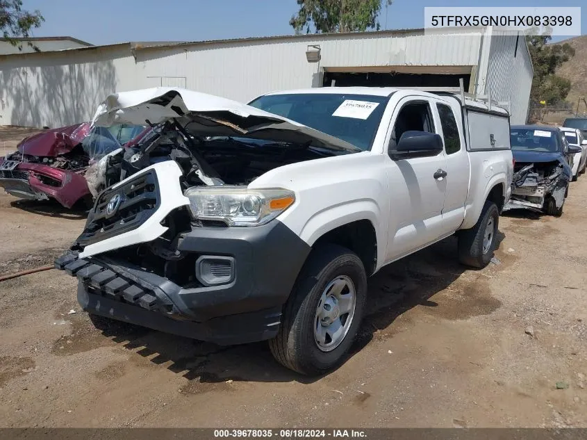 2017 Toyota Tacoma Sr VIN: 5TFRX5GN0HX083398 Lot: 39678035