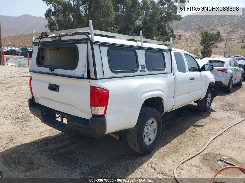 2017 Toyota Tacoma Sr VIN: 5TFRX5GN0HX083398 Lot: 39678035