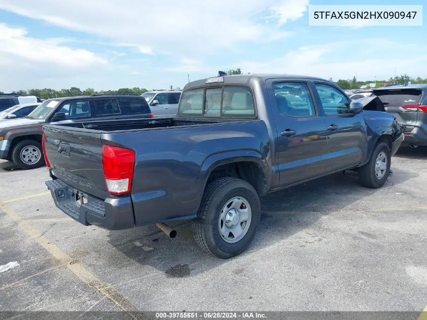 2017 Toyota Tacoma Sr VIN: 5TFAX5GN2HX090947 Lot: 39755651