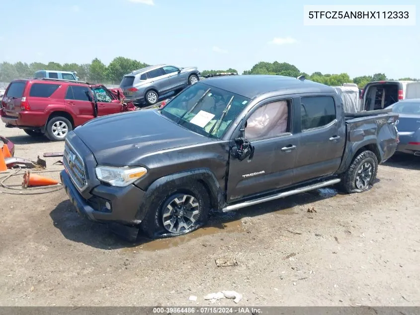 2017 Toyota Tacoma Trd Off Road VIN: 5TFCZ5AN8HX112333 Lot: 39864486