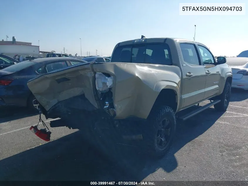 2017 Toyota Tacoma Sr5 VIN: 5TFAX5GN5HX094703 Lot: 39991467