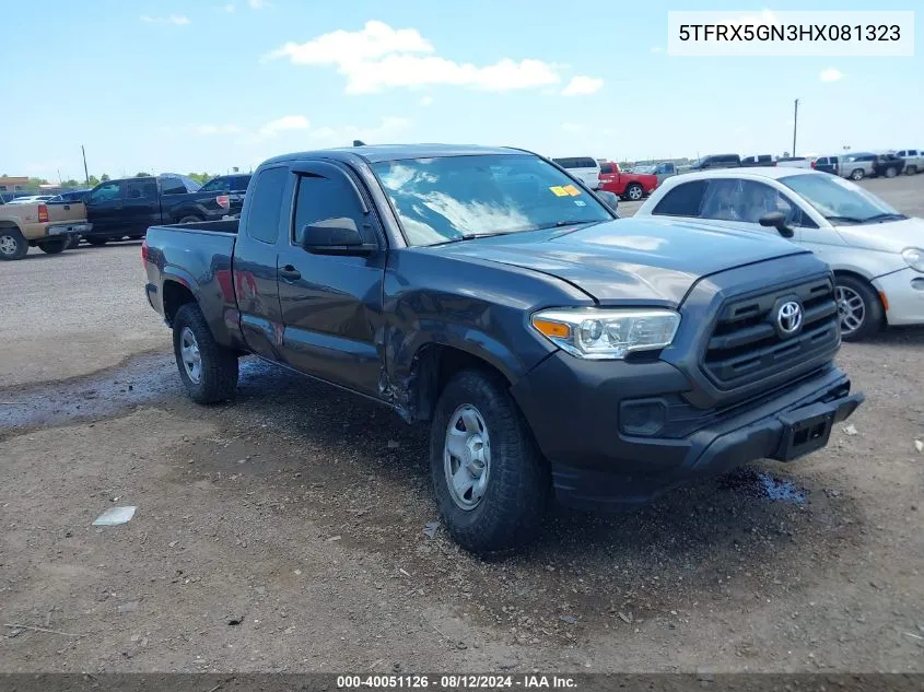 2017 Toyota Tacoma Sr VIN: 5TFRX5GN3HX081323 Lot: 40051126