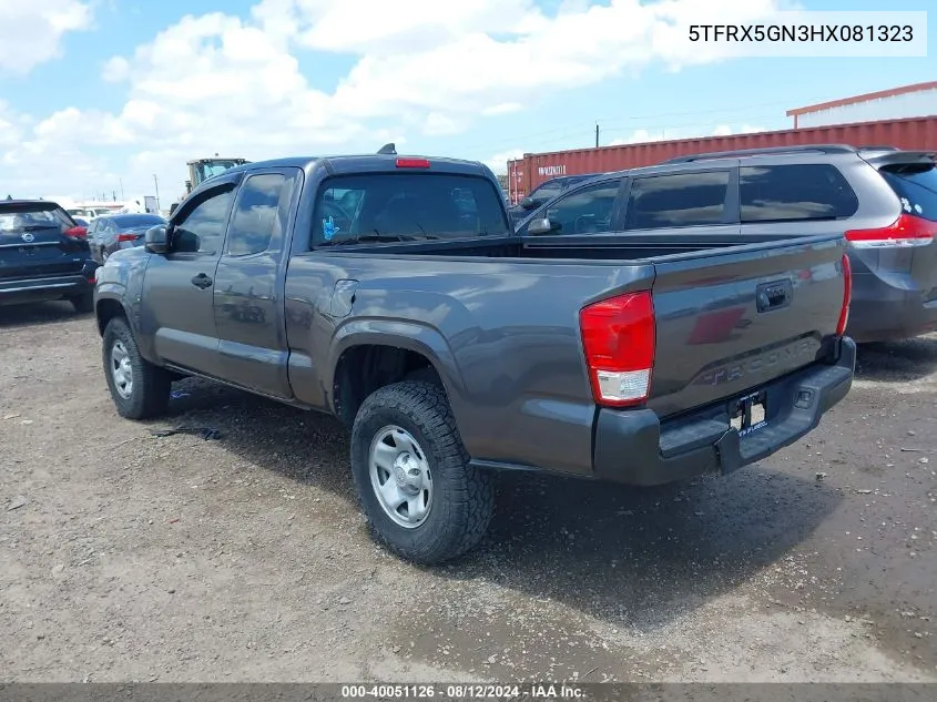 2017 Toyota Tacoma Sr VIN: 5TFRX5GN3HX081323 Lot: 40051126