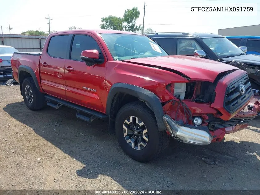 2017 Toyota Tacoma Trd Off Road VIN: 5TFCZ5AN1HX091759 Lot: 40148323