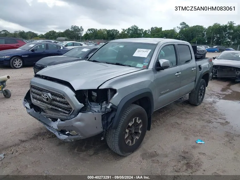 2017 Toyota Tacoma Dbl Cab/Sr/Trdspt/Or/Pro VIN: 3TMCZ5AN0HM083061 Lot: 40273291