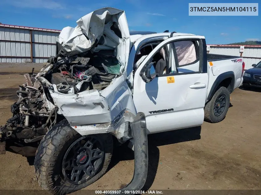 2017 Toyota Tacoma Dbl Cab/Sr/Trdspt/Or/Pro VIN: 3TMCZ5AN5HM104115 Lot: 40359937