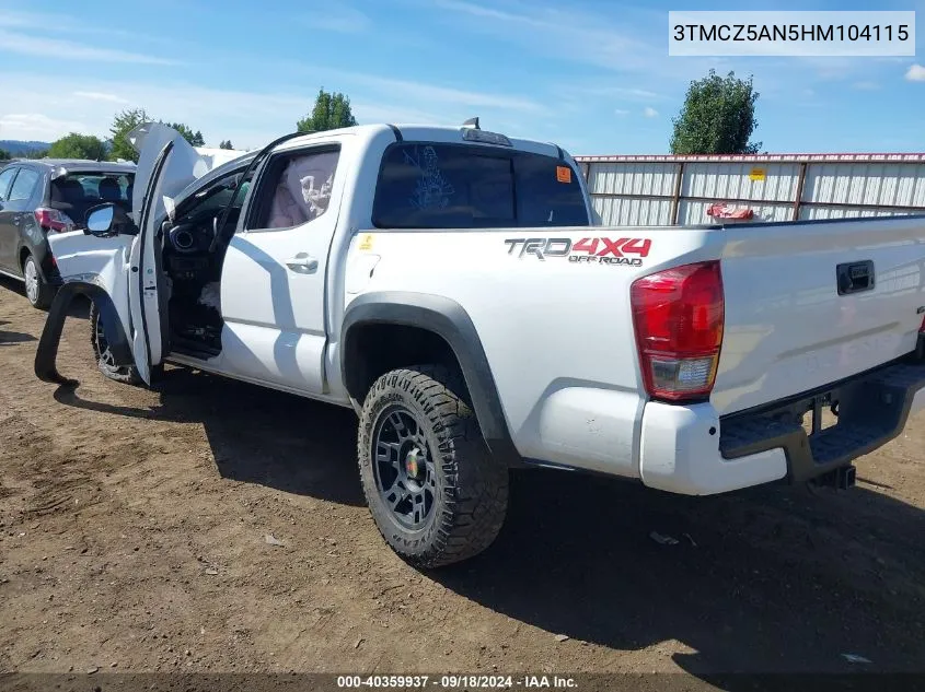 2017 Toyota Tacoma Dbl Cab/Sr/Trdspt/Or/Pro VIN: 3TMCZ5AN5HM104115 Lot: 40359937