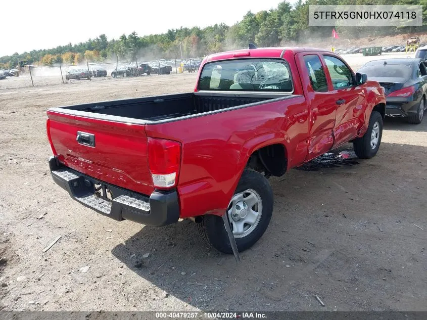 2017 Toyota Tacoma Sr VIN: 5TFRX5GN0HX074118 Lot: 40479257