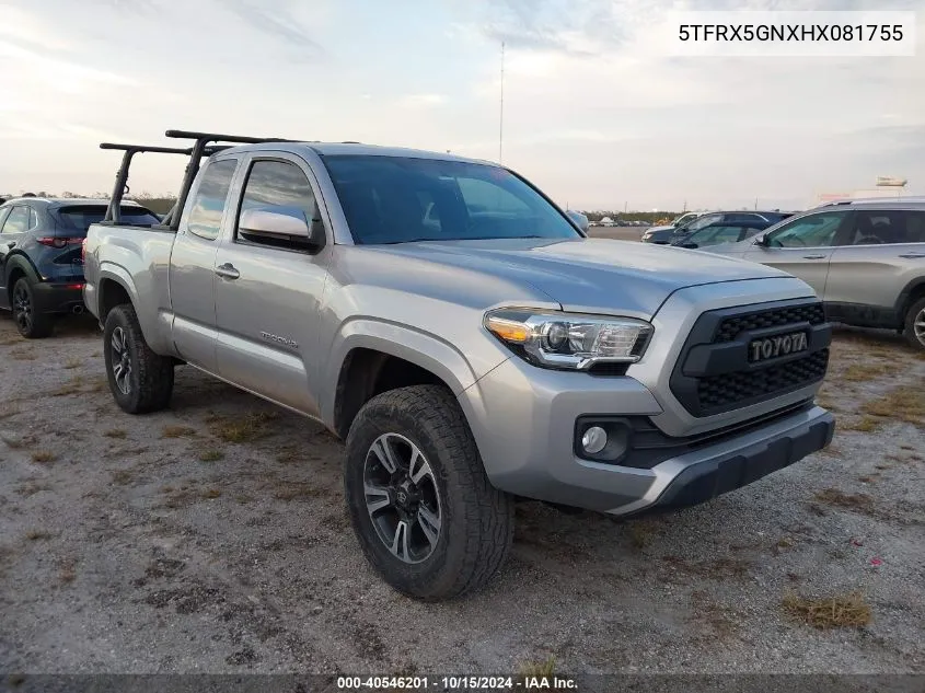 2017 Toyota Tacoma Sr5 VIN: 5TFRX5GNXHX081755 Lot: 40546201