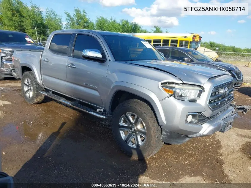 2017 Toyota Tacoma Limited VIN: 5TFGZ5ANXHX058714 Lot: 40663639