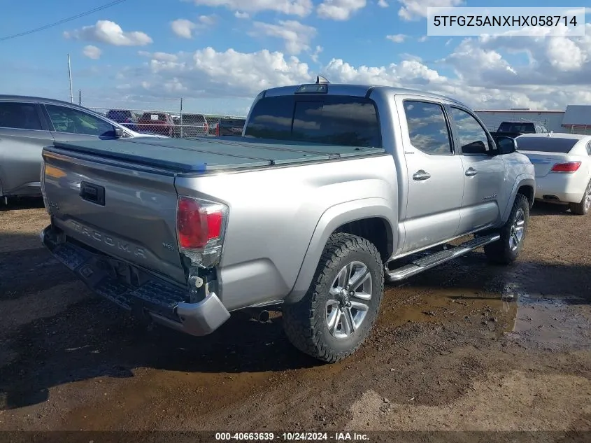 2017 Toyota Tacoma Limited VIN: 5TFGZ5ANXHX058714 Lot: 40663639