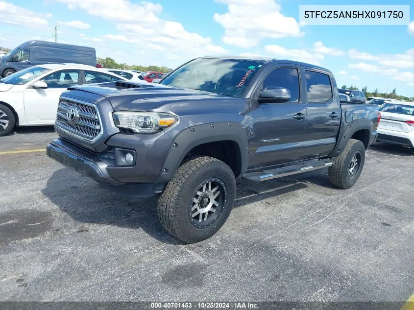 2017 Toyota Tacoma Trd Sport VIN: 5TFCZ5AN5HX091750 Lot: 40701453