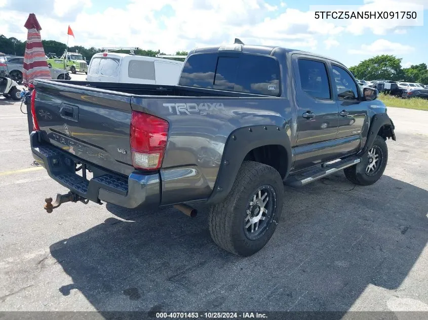 2017 Toyota Tacoma Trd Sport VIN: 5TFCZ5AN5HX091750 Lot: 40701453