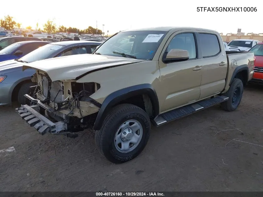 2017 Toyota Tacoma Sr5 VIN: 5TFAX5GNXHX10006 Lot: 40726160