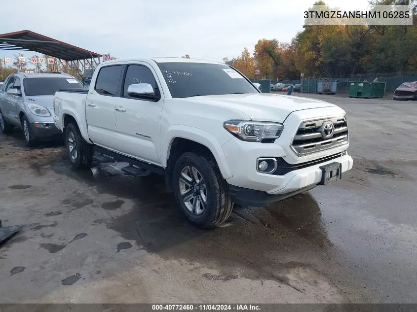 2017 Toyota Tacoma Limited VIN: 3TMGZ5AN5HM106285 Lot: 40772460